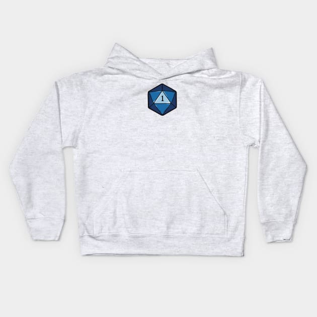 Blue D20 Dice Kids Hoodie by SkullFern